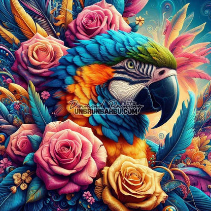 Jardin Enchanté du Perroquet (100cm x 100cm) - UnBrunBarbu