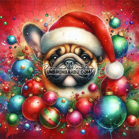 Joyeux Noël avec Bouledogue (90cm x 90cm) - UnBrunBarbu