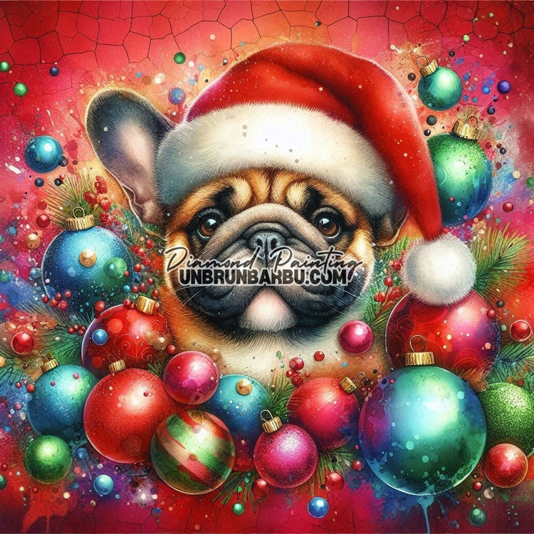 Joyeux Noël avec Bouledogue (90cm x 90cm)
