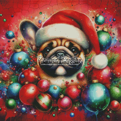 Joyeux Noël avec Bouledogue (90cm x 90cm) - UnBrunBarbu