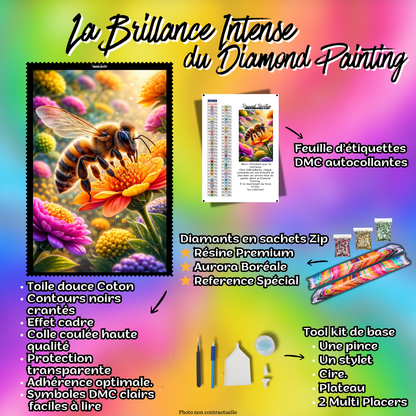 rendu diamond painting abeille fleur diamant