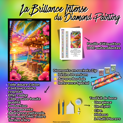 Kit complet Diamond Painting Aloha au Bord de l Eau 90x120 cm avec diamants et accessoires