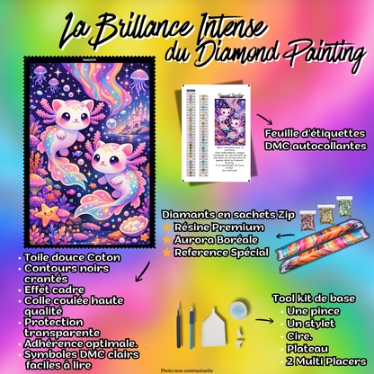 kit diamond painting axolotl accessoires toile complete