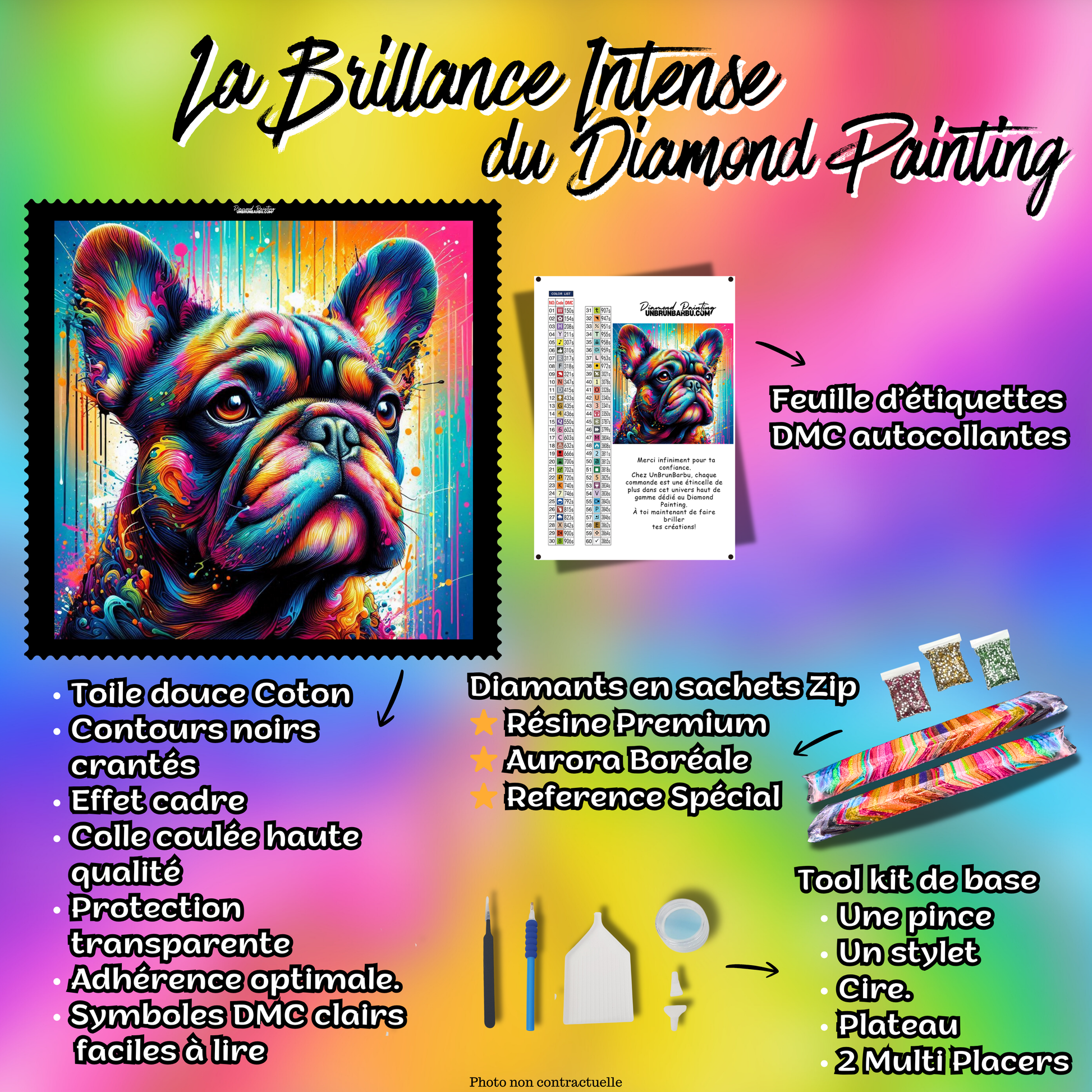 kit diamond painting complet toile diamants accessoires inclus