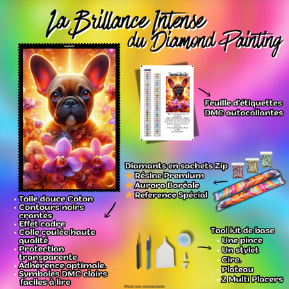 kit diamond painting bouledogue accessoires inclus toile