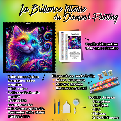 kit diamond painting chat accessoires inclus