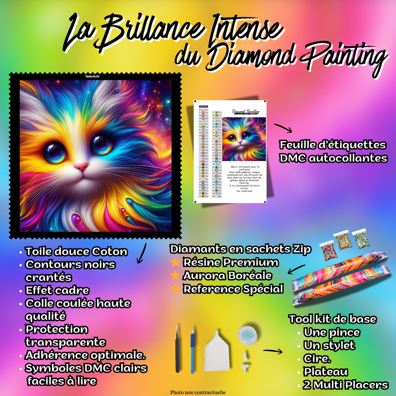 kit diamond painting chat accessoires inclus toile