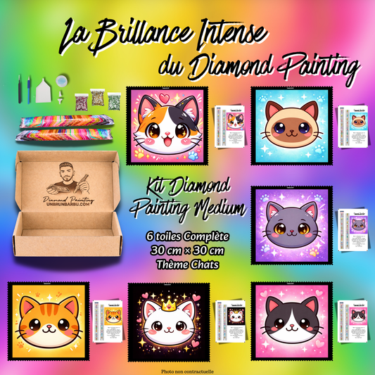 Photo principale du kit Diamond Painting Chats 6 toiles