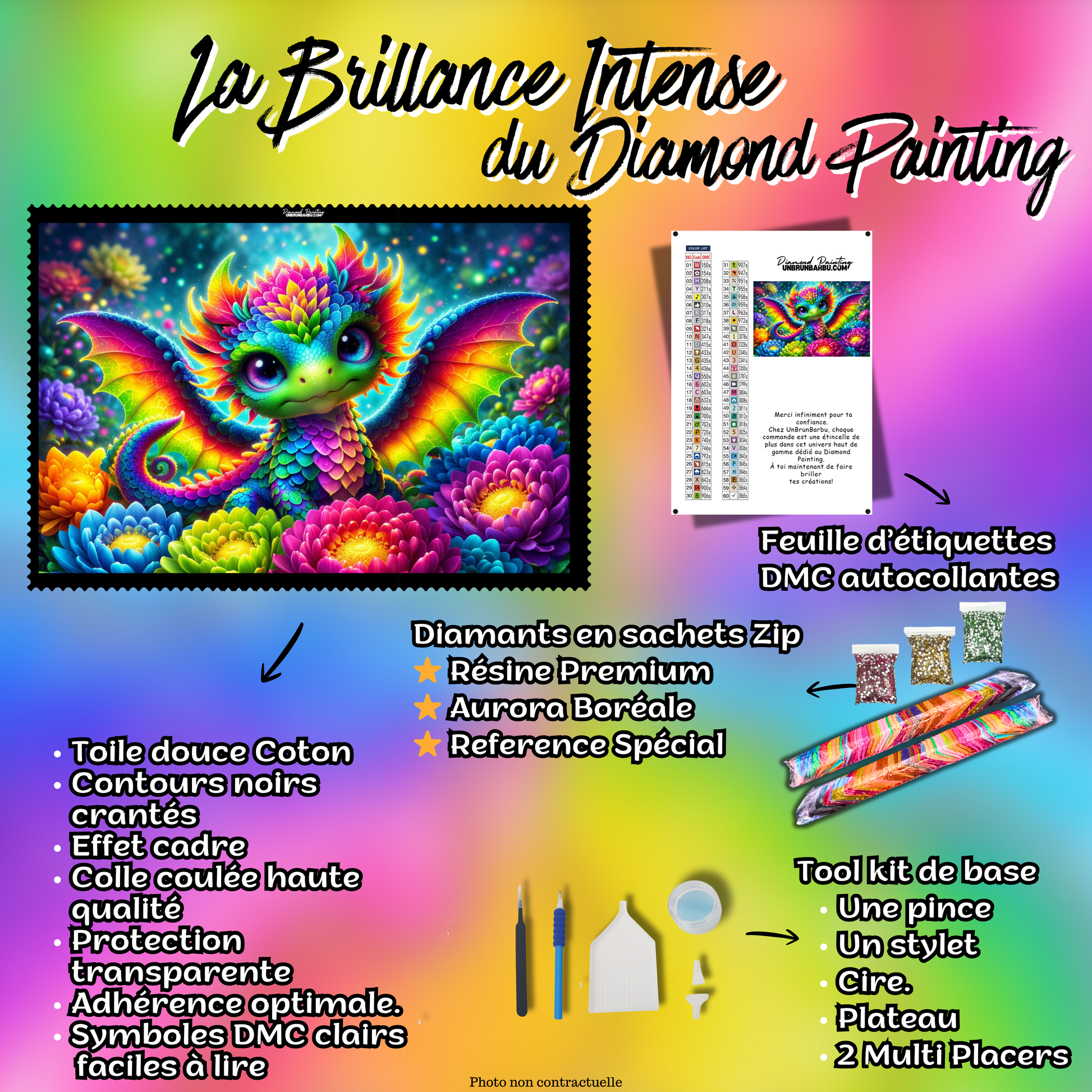 kit diamond painting dragon accessoires inclus