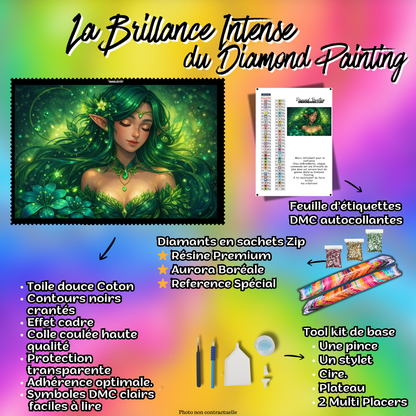 kit diamond painting elfe clairiere magique accessoires