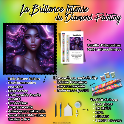 kit diamond painting femme cosmique accessoires inclus