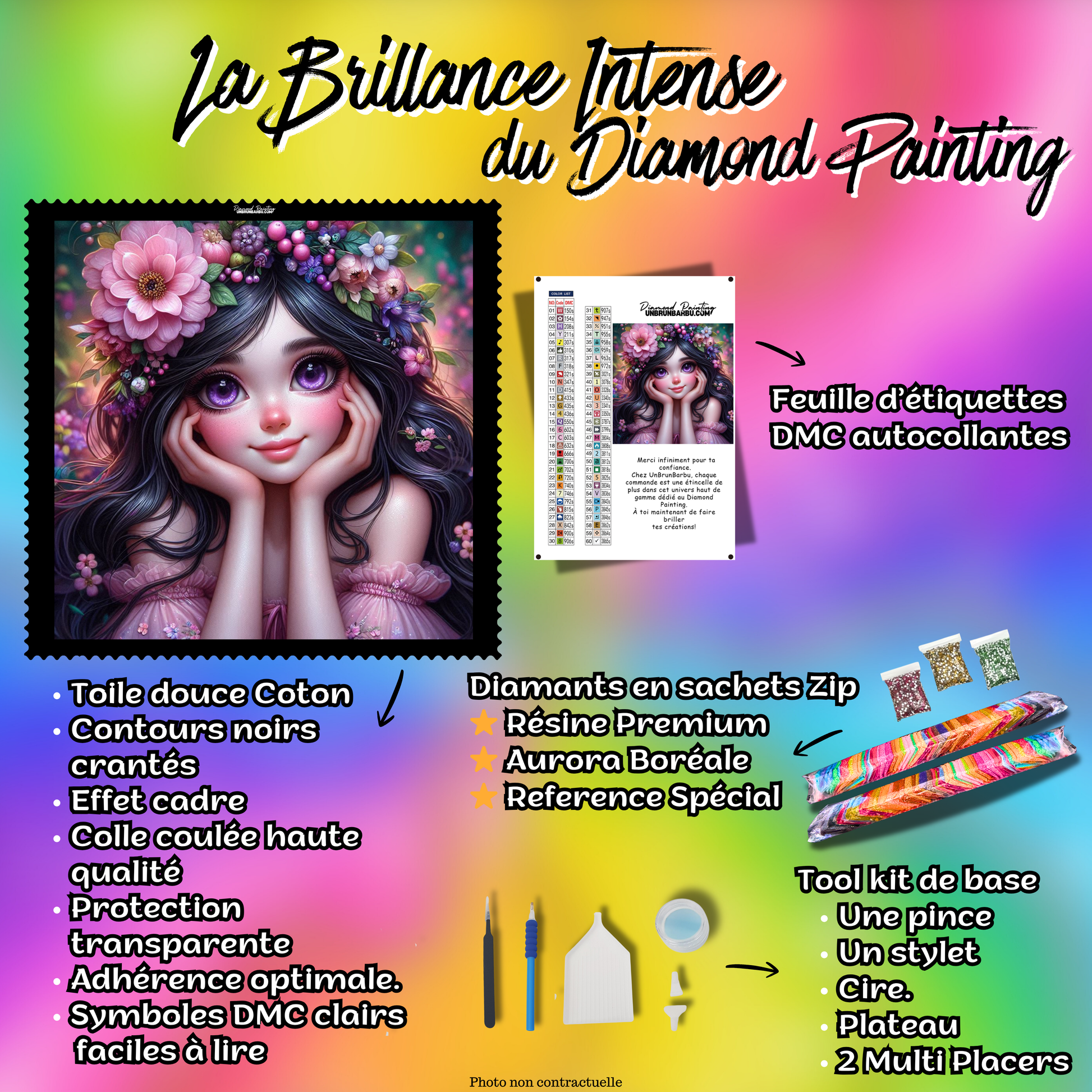 kit diamond painting femme fleurs accessoires inclus
