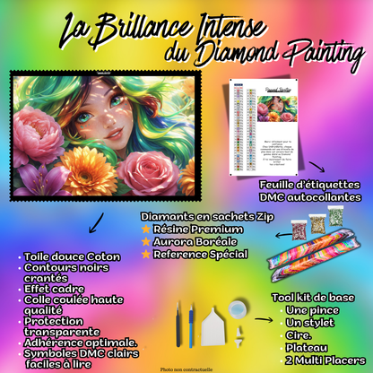 kit diamond painting femme nature coloree accessoires