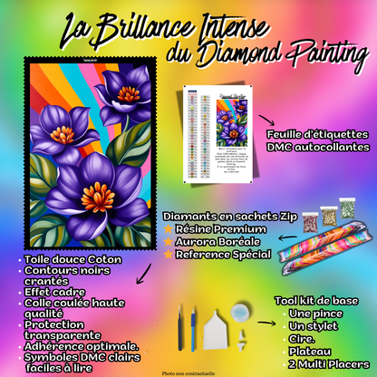 Diamond Painting – Souffle Floral Arc-en-Ciel - 50x75 cm