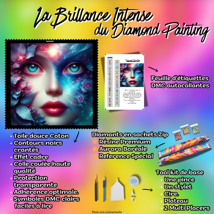 kit diamond painting complet toile diamants accessoires inclus