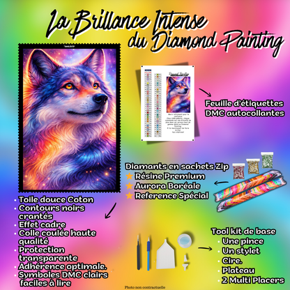kit diamond painting loup accessoires toile complete
