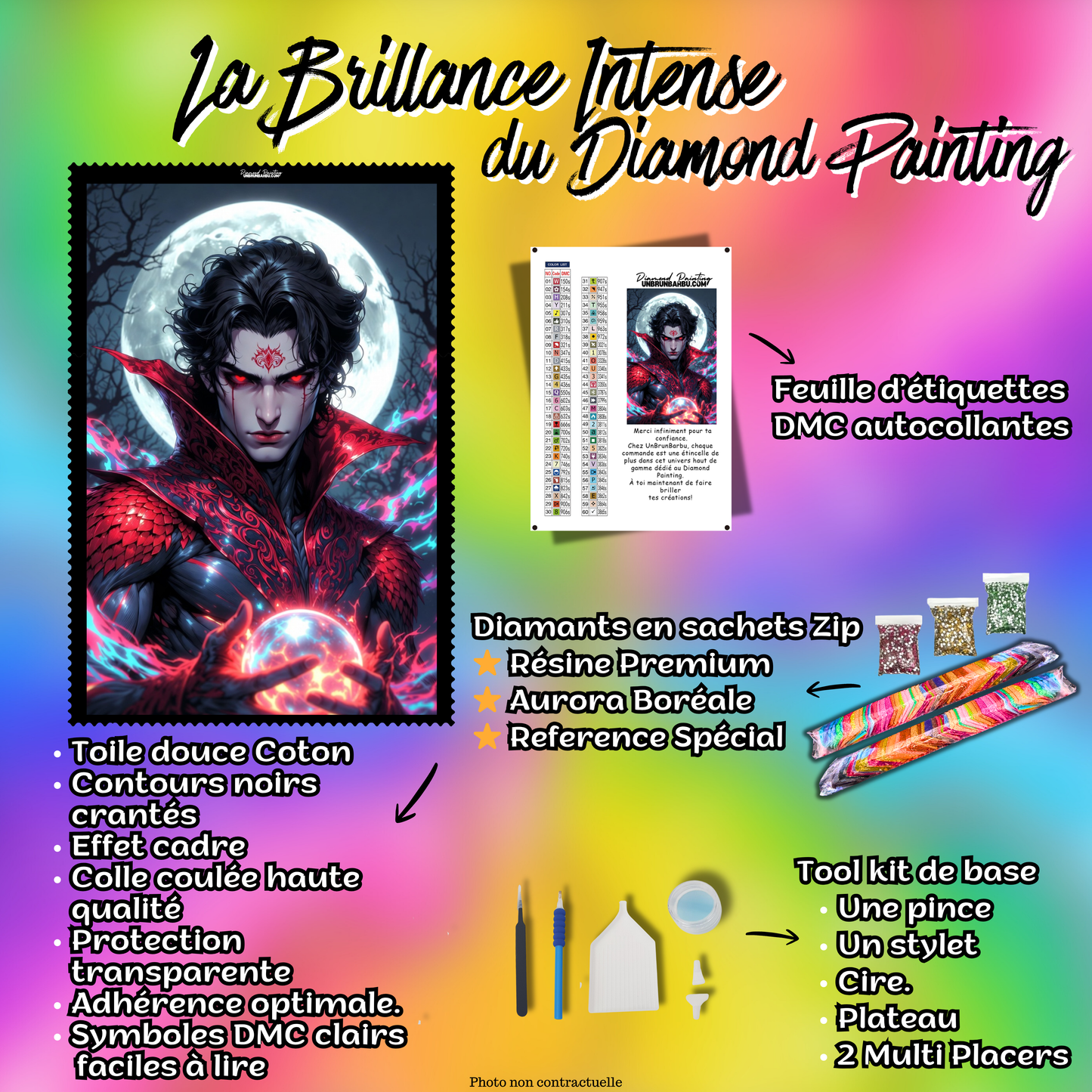 kit diamond painting mage fantasy accessoires inclus toile diamants