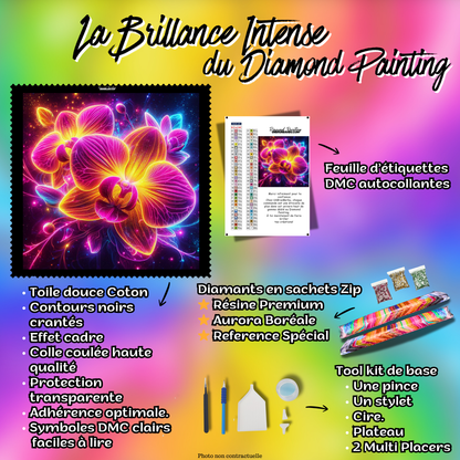 kit diamond painting orchidee accessoires inclus