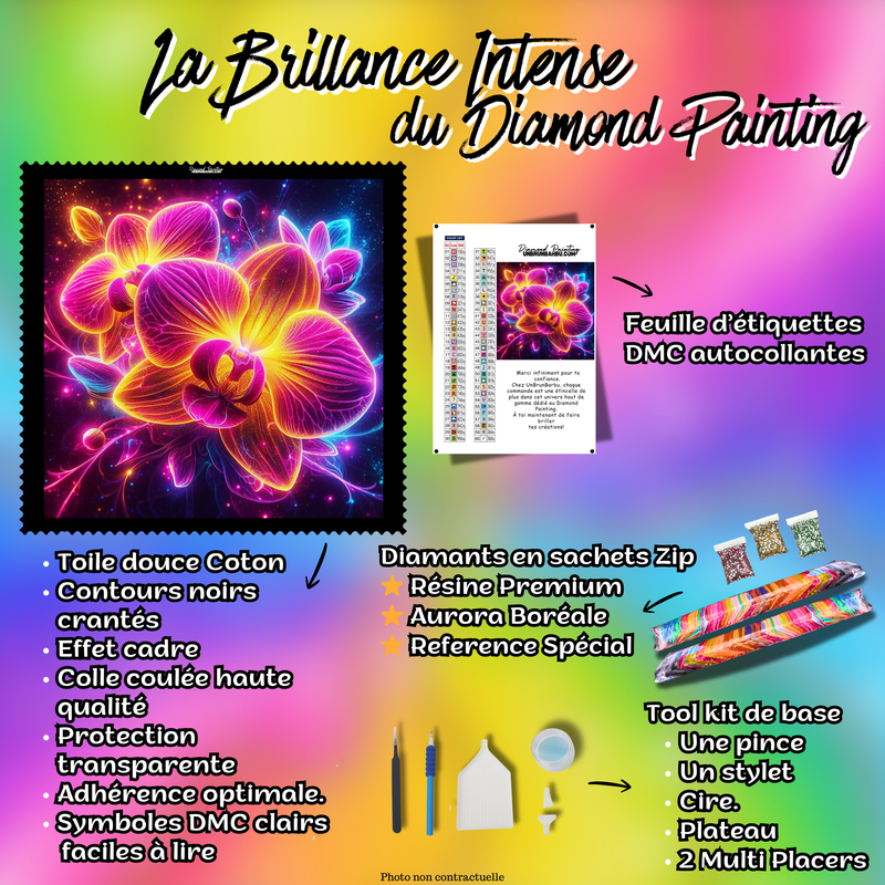 kit diamond painting orchidee accessoires inclus