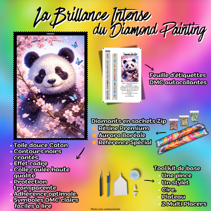 kit diamond painting panda sakura accessoires inclus