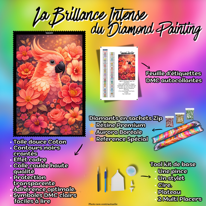 kit diamond painting perroquet tropical accessoires inclus