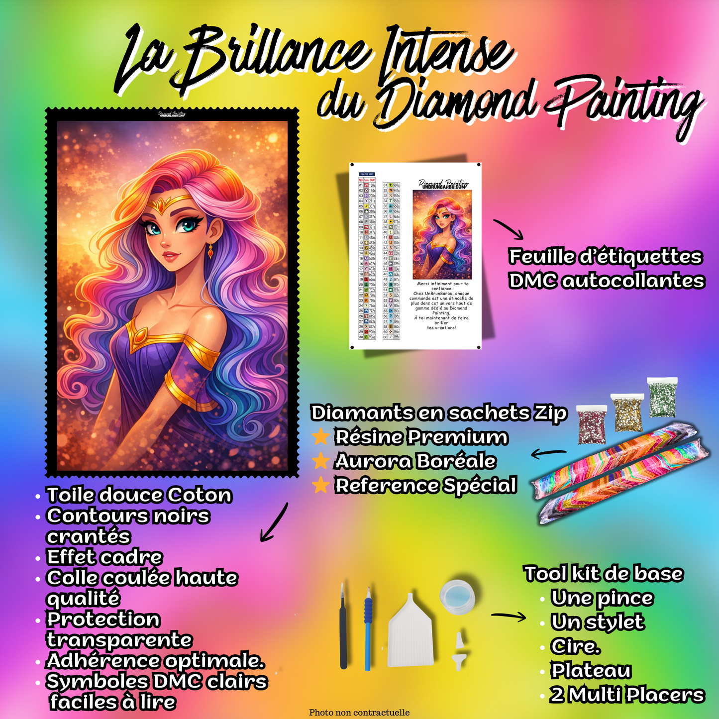 kit diamond painting princesse fantasy accessoires toile complete