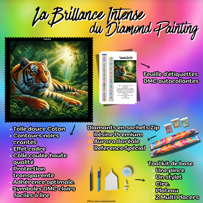 kit diamond painting tigre jungle accessoires inclus