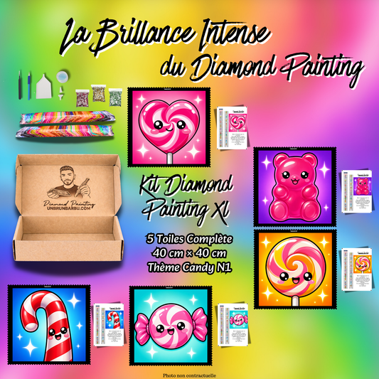 kit diamond painting xl candy n1 5 toiles 40x40 cm kit complet
