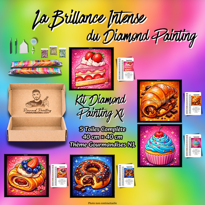 kit diamond painting xl gourmandises n1 5 toiles 40x40 visuel global