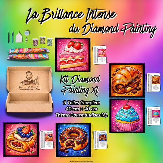 kit diamond painting xl gourmandises n1 5 toiles 40x40 visuel global