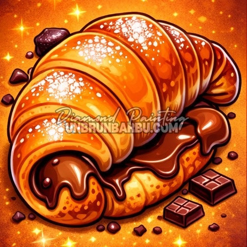diamond painting croissant chocolat 40x40 kit gourmandises n1