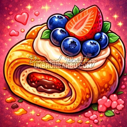 diamond painting roule fruits rouges 40x40 kit gourmandises n1