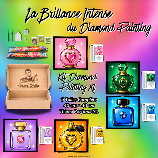 kit diamond painting xl parfums n1 5 toiles 40x40 cm kit complet