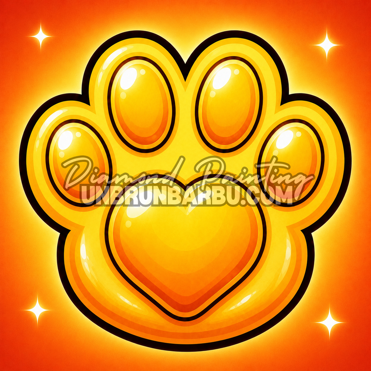 kit diamond painting xl pattes kawaii n1 patte orange 40x40 cm