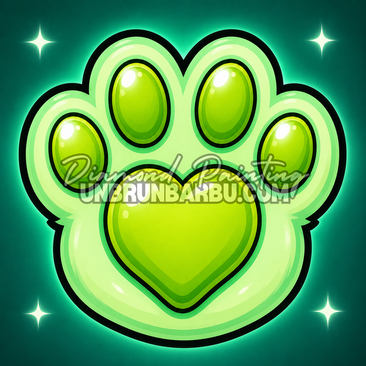 kit diamond painting xl pattes kawaii n1 patte verte 40x40 cm