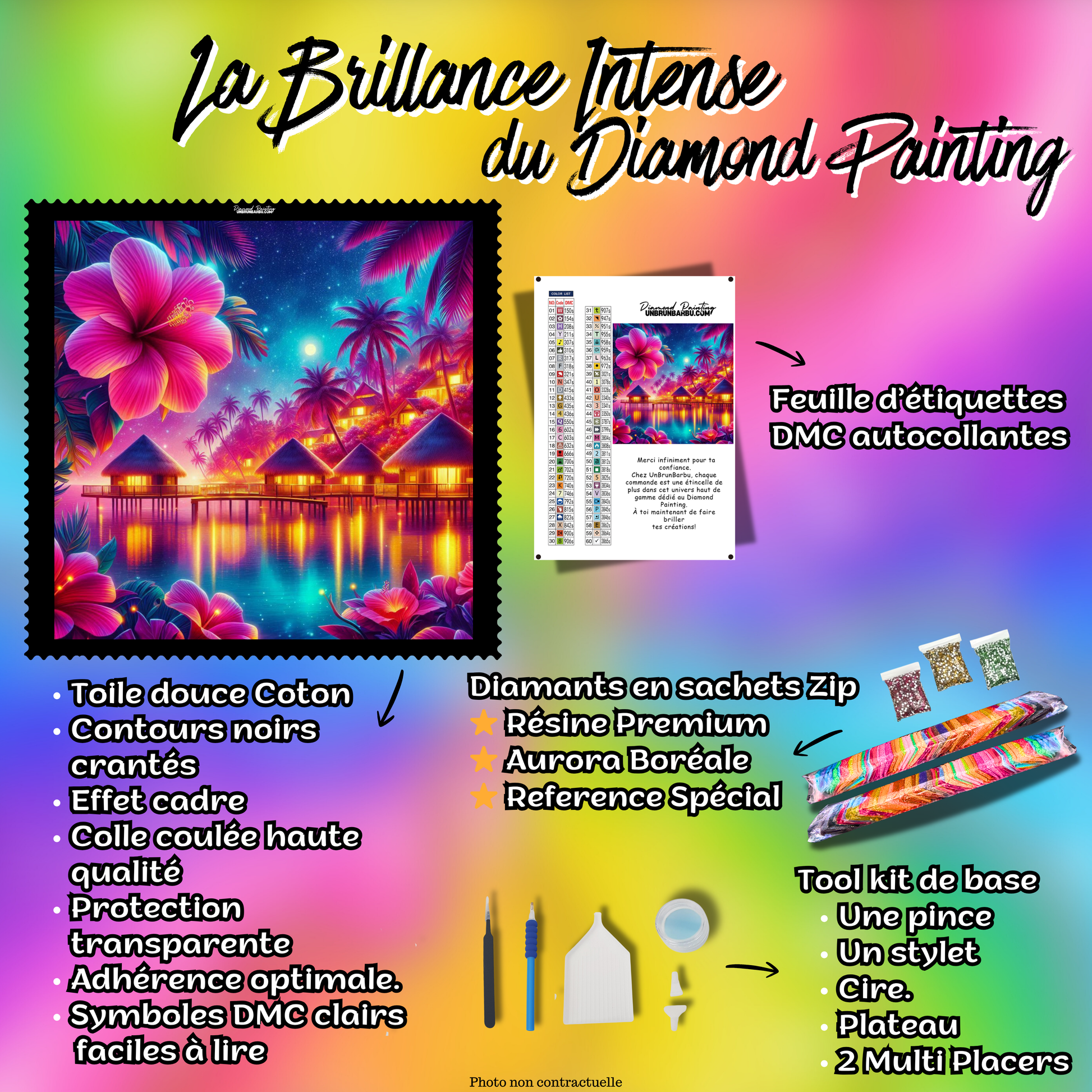 kit diamond painting complet toile diamants accessoires inclus