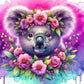 Koala au Pays des Merveilles Florales. (80cm x 80cm). - UnBrunBarbu