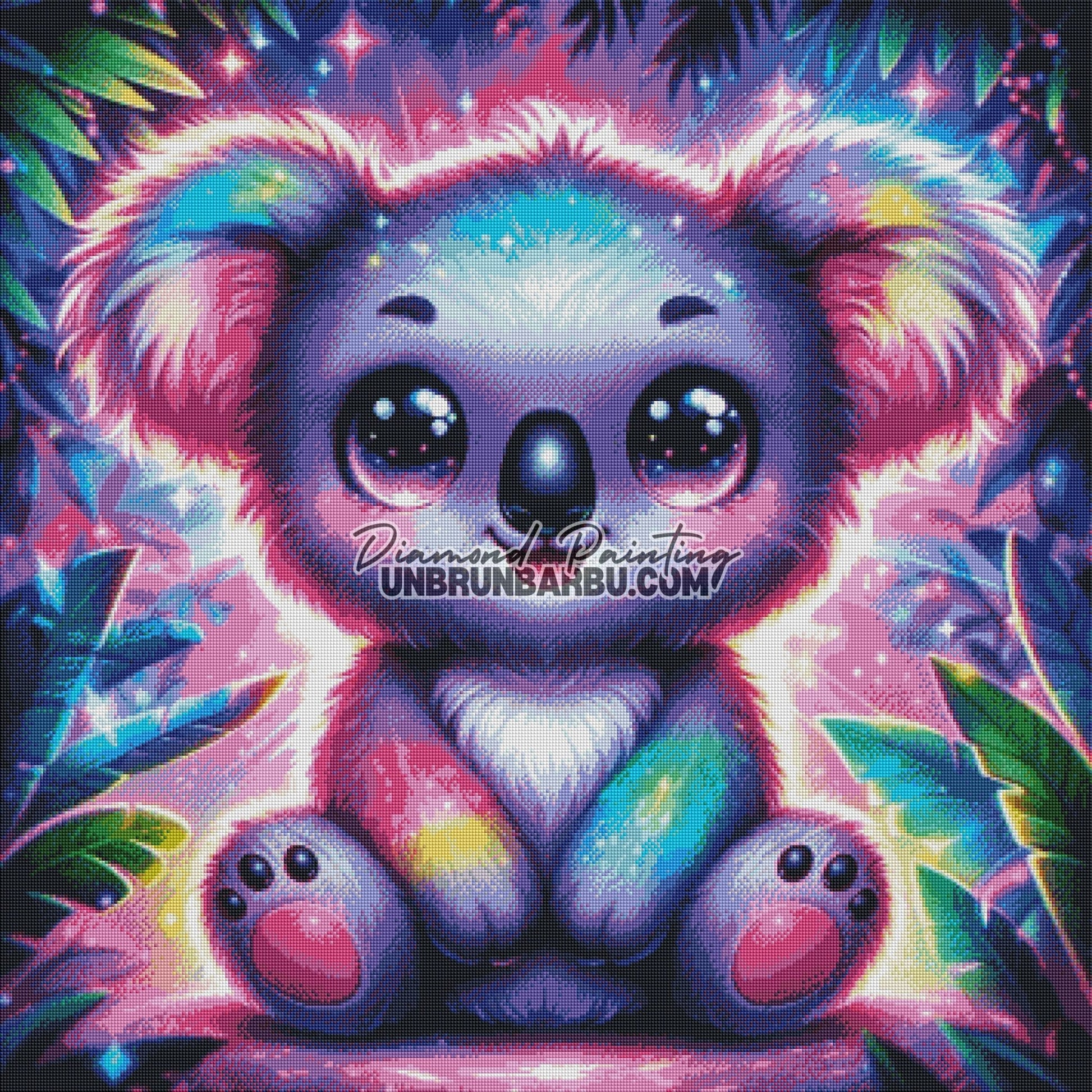 Koala Magique des Couleurs Arc - en - Ciel (90cm x 90cm) - UnBrunBarbu