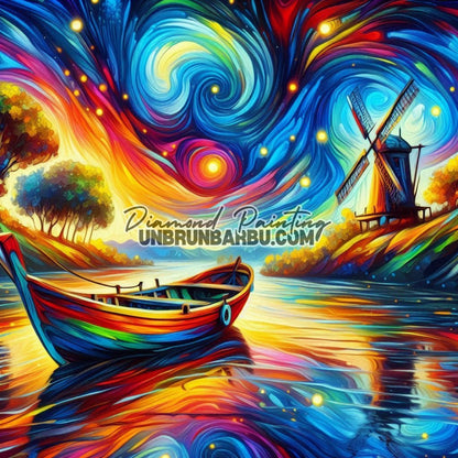 La Barque des Étoiles (80cm x 80cm) - UnBrunBarbu