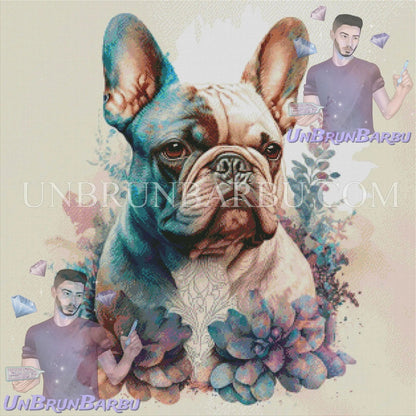 La Douce Mélancolie : Le Bouledogue Français Contemplatif. (80cm x 80cm) - UnBrunBarbu