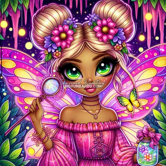 La Fée des Papillons Enchantés (100cm x 100cm) - UnBrunBarbu