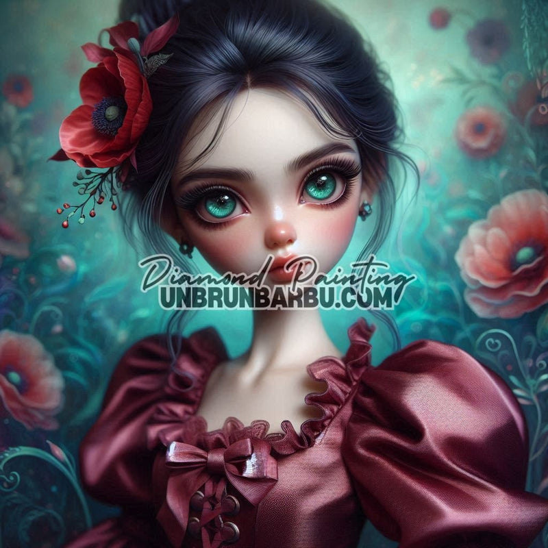 La Fille aux Coquelicots (100cm x 100cm) - UnBrunBarbu