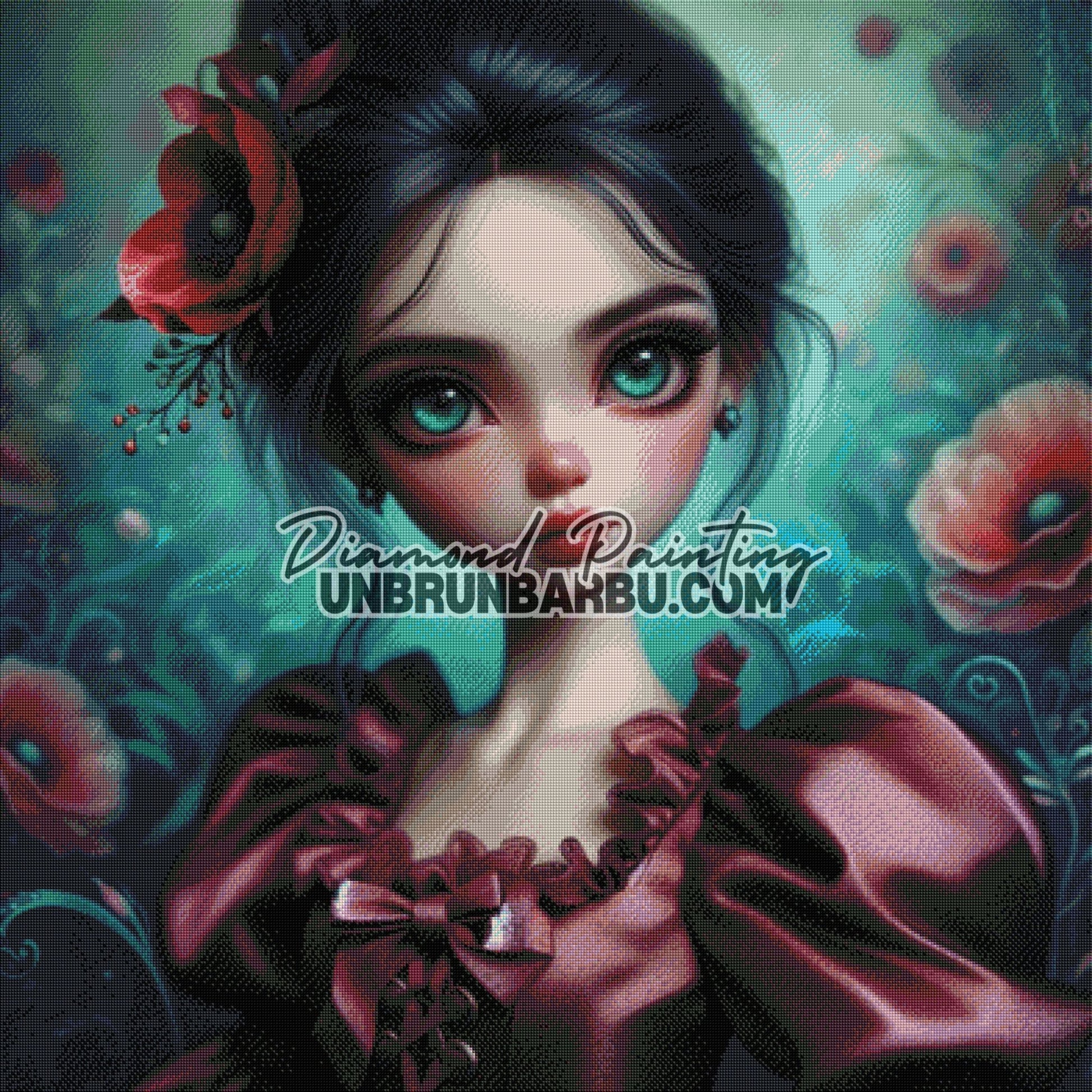 La Fille aux Coquelicots (100cm x 100cm) - UnBrunBarbu