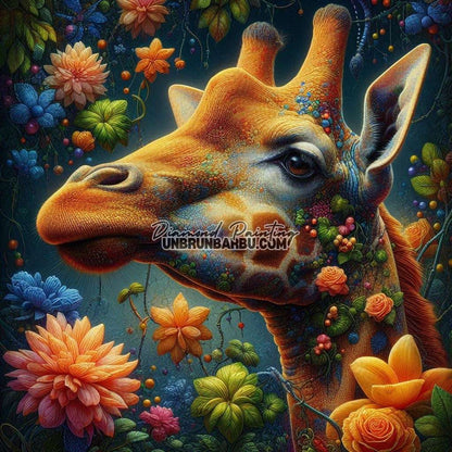 La Girafe aux Mille Couleurs (100cm x 100cm) - UnBrunBarbu