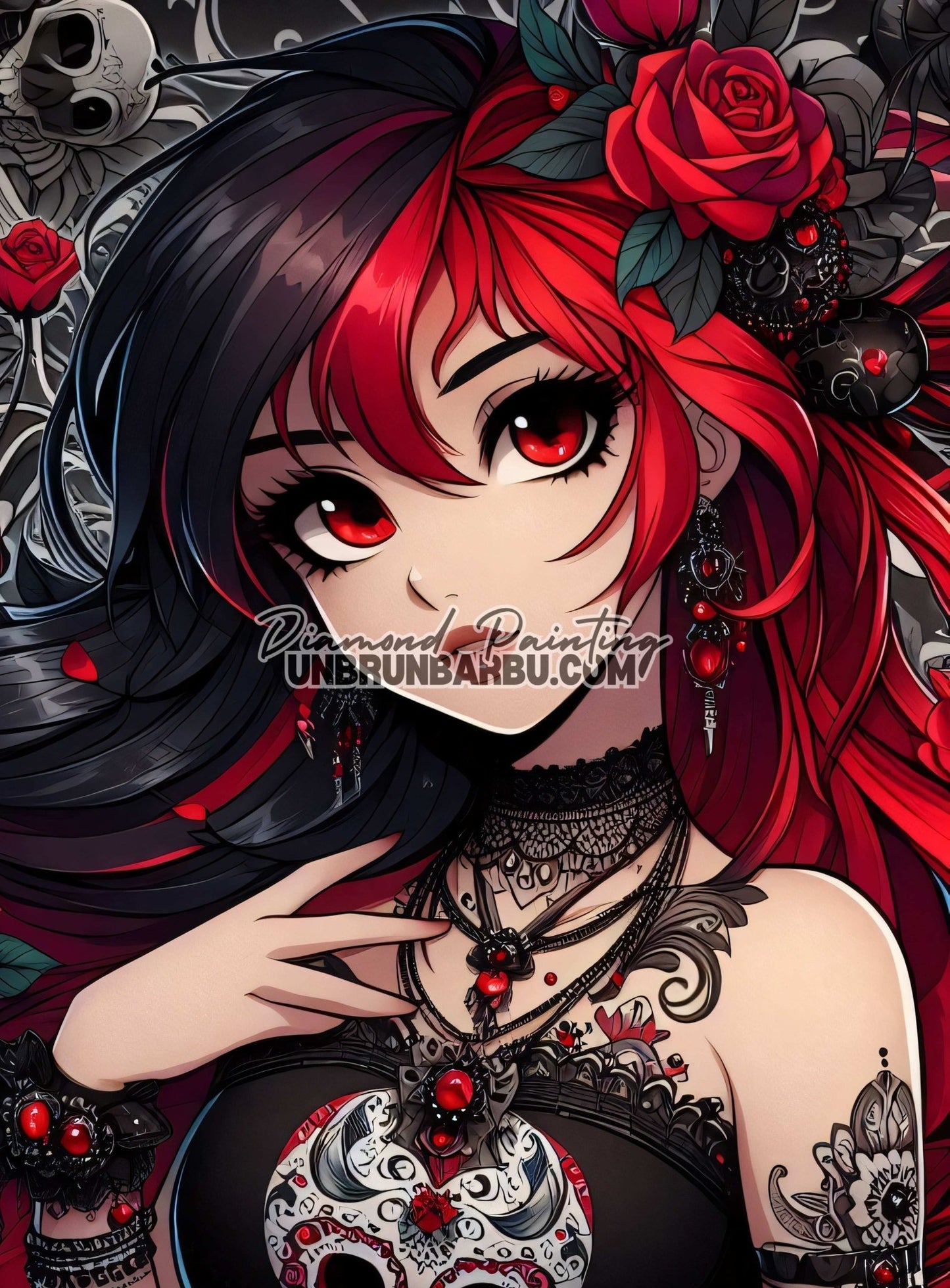La Reine des Roses Sombres (80cm x 110cm) - UnBrunBarbu