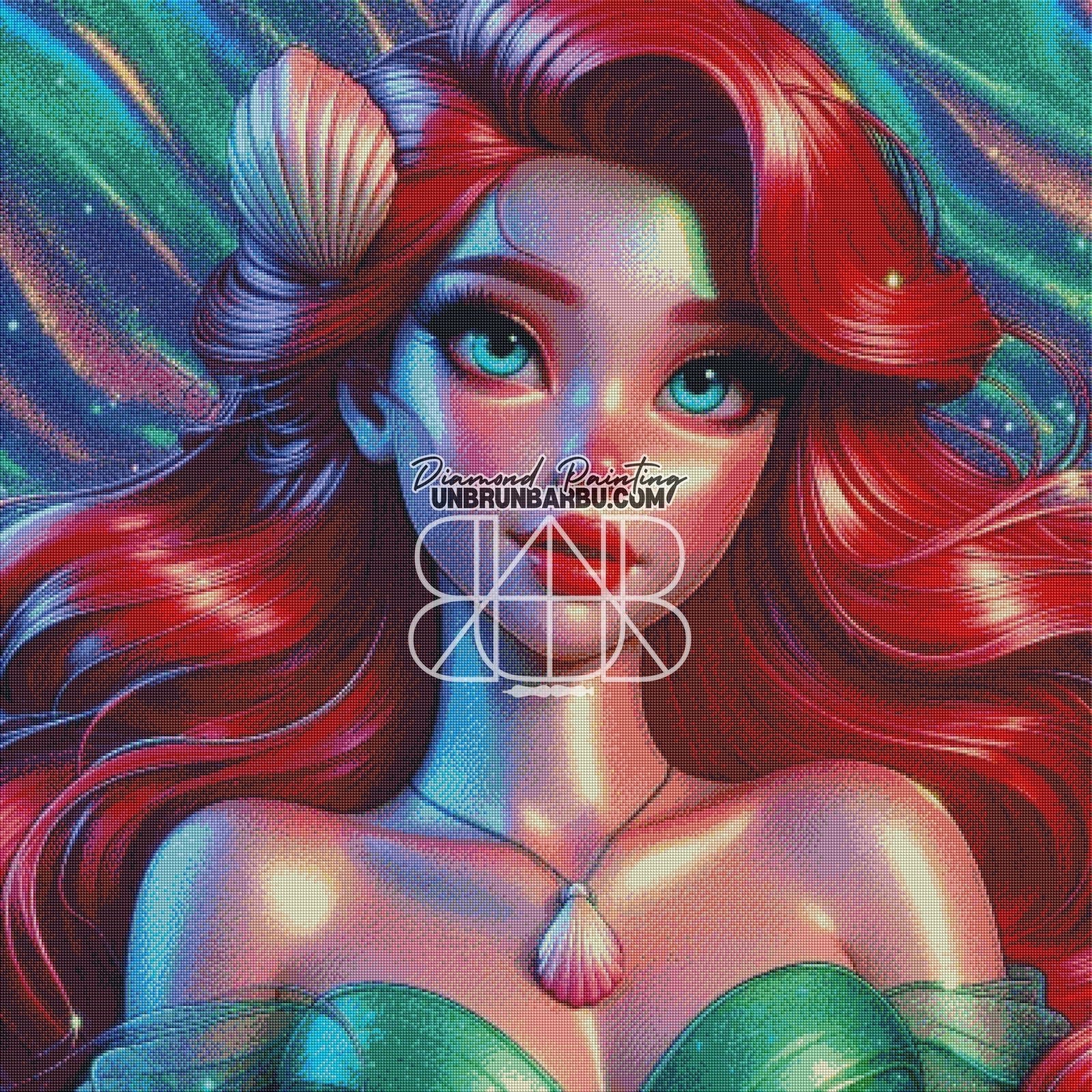 La sirène aux cheveux flamboyants (100cm x 100cm) - UnBrunBarbu