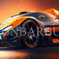 La Vitesse en Orange et Noir. (110cm x 50cm). - UnBrunBarbu