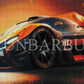 La Vitesse en Orange et Noir. (110cm x 50cm). - UnBrunBarbu