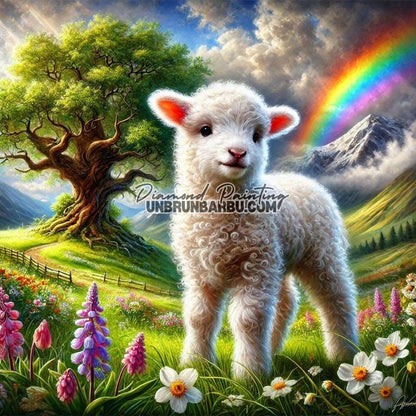 L'Agneau et l'Arbre de Vie (120cm x 120cm) - UnBrunBarbu