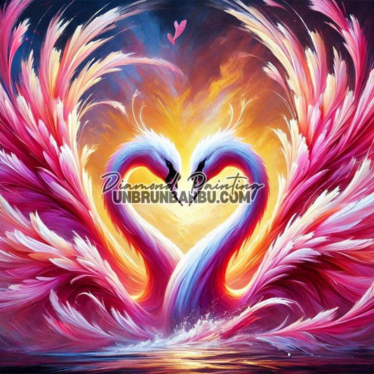 L'Amour Éternel des Cygnes Enchantés (80cm x 80cm) - UnBrunBarbu